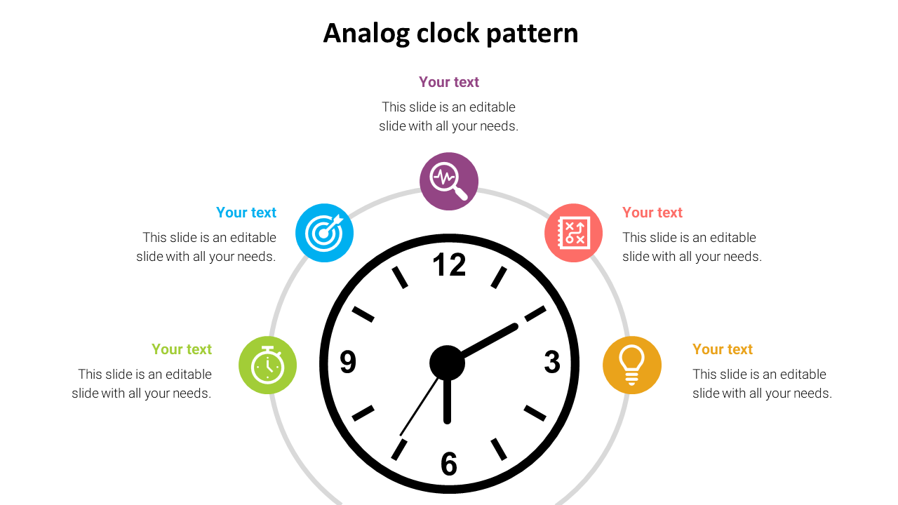 Best Analog Clock Pattern Slide PowerPoint Template